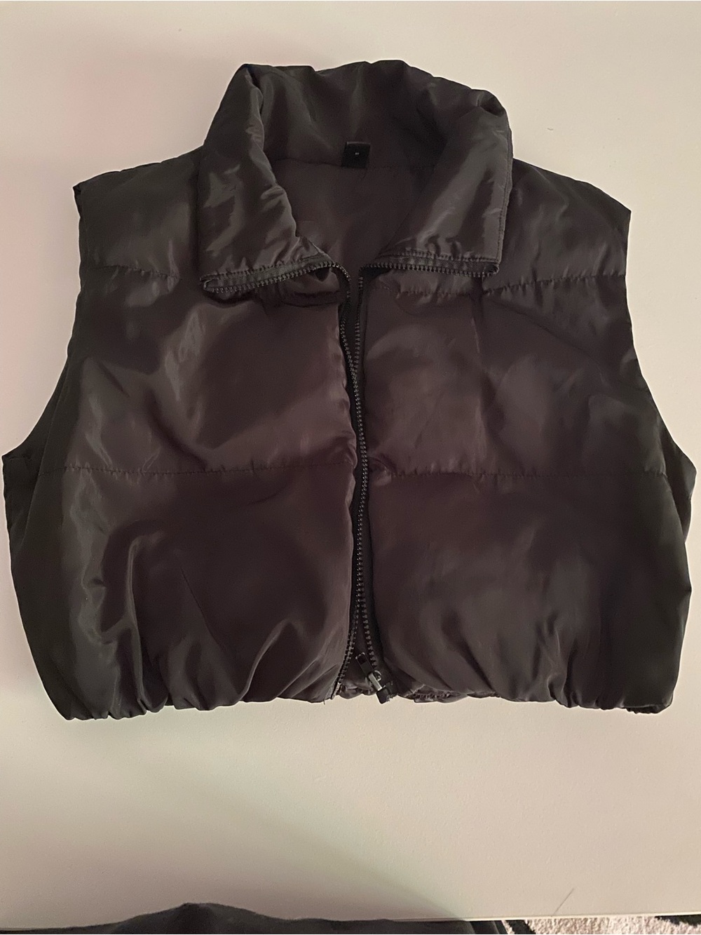 Women’s Black Puffer Vest with High Collar